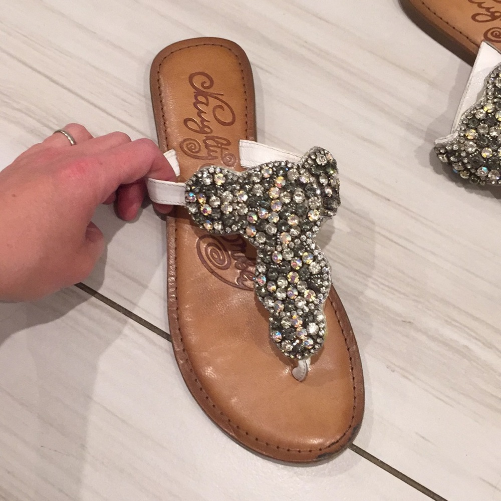 Barely worn naughty monkey crystal leather sandals